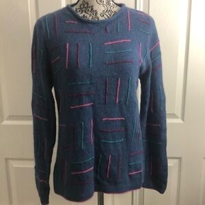 Christopher & Banks Blue Embroidery Sweater  Rabbit Hair Blend S